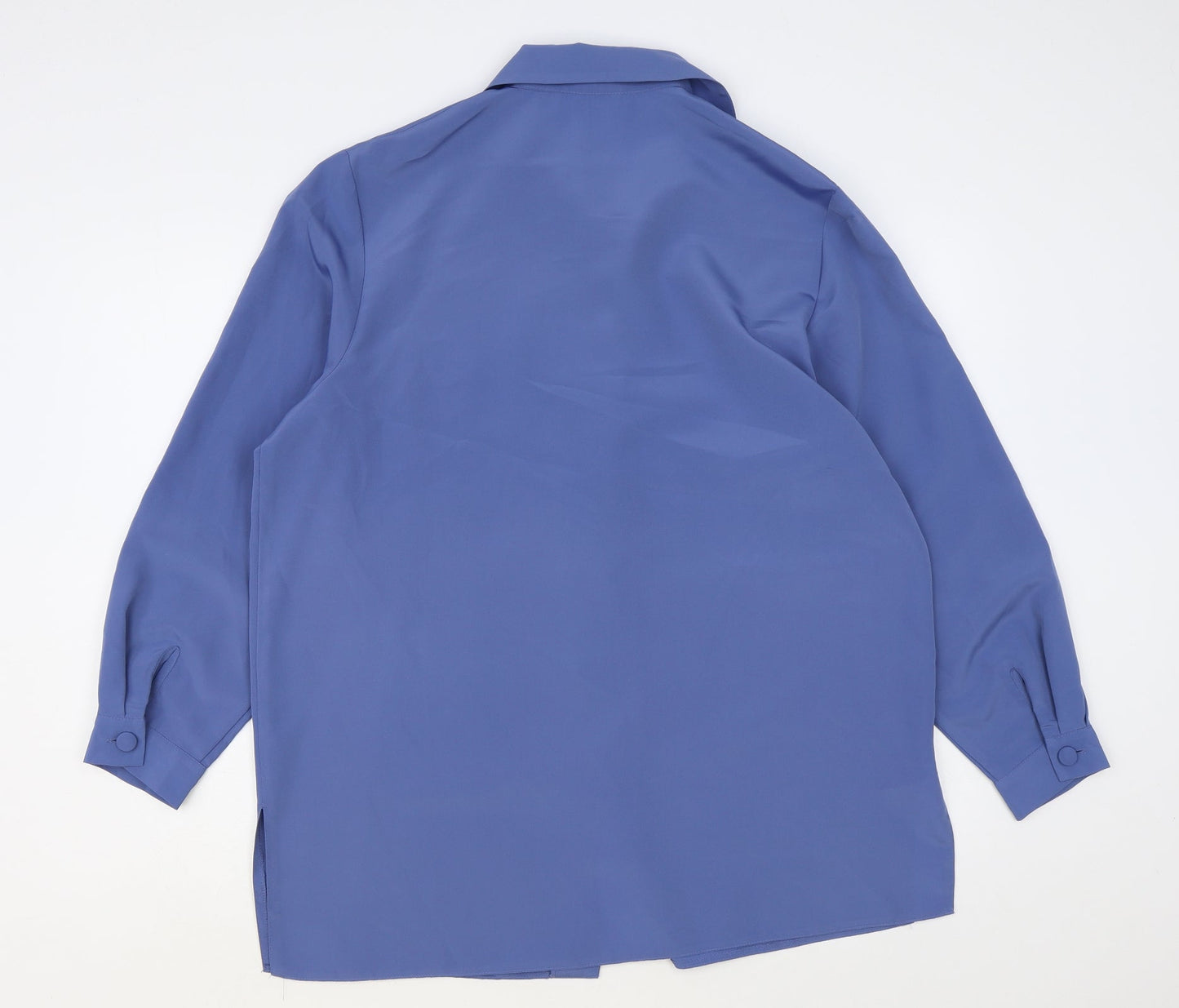 Preworn Womens Blue Polyester Basic Button-Up Size 16 Collared