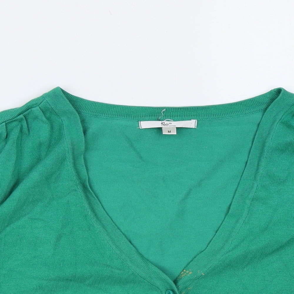 Klass Collection Womens Green V-Neck Viscose Cardigan Jumper Size M