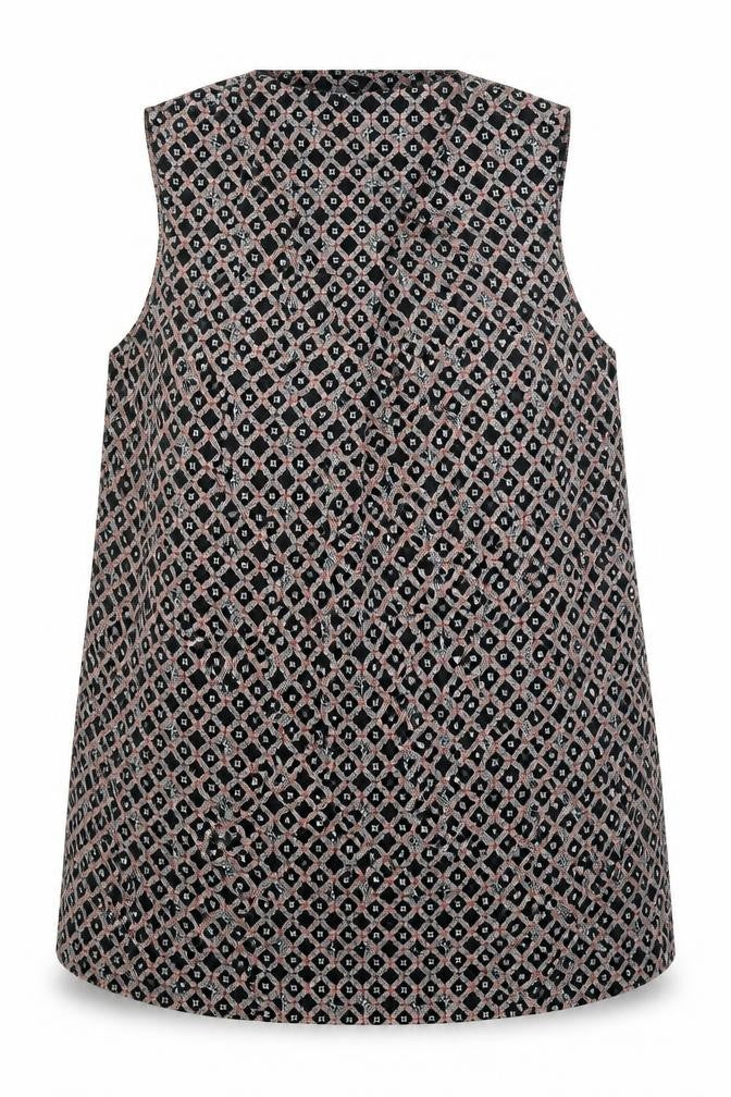 PEP&CO Womens Black Geometric Polyester Basic Blouse Size 14 V-Neck