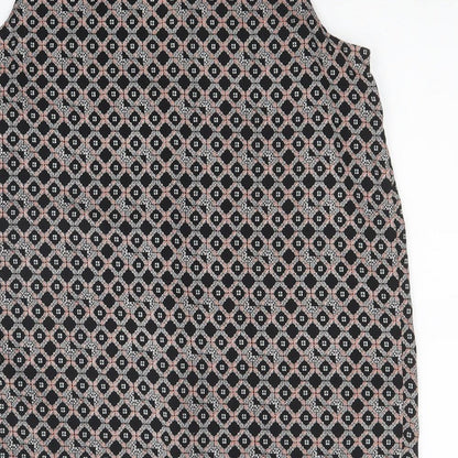 Pep&Co Womens Black Geometric Polyester Basic Blouse Size 14 V-Neck