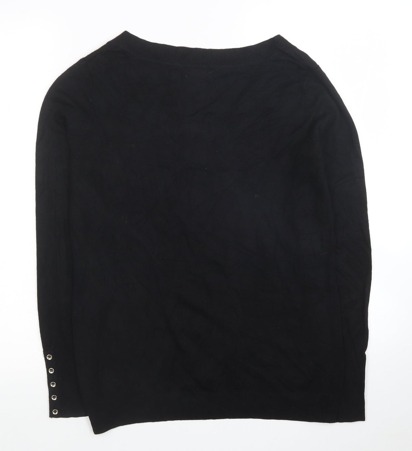 M&Co Womens Black Viscose Jersey Blouse Size 12 V-Neck