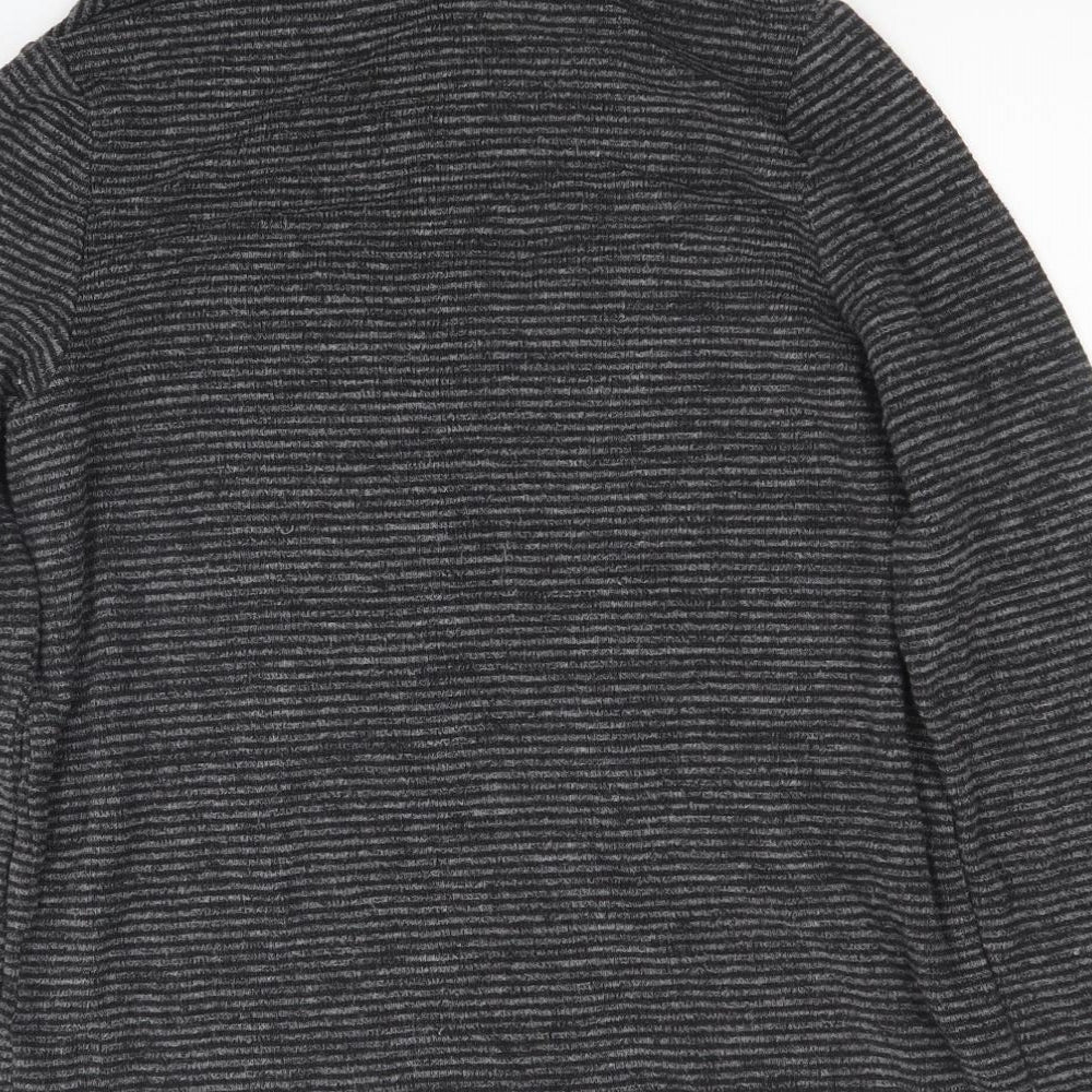 TU Womens Grey Roll Neck Striped Polyester Pullover Jumper Size 12