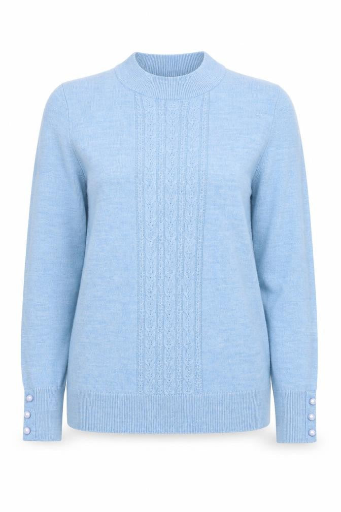 EWM Womens Blue Round Neck Acrylic Pullover Jumper Size S