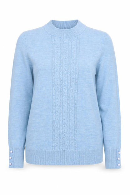 EWM Womens Blue Round Neck Acrylic Pullover Jumper Size S