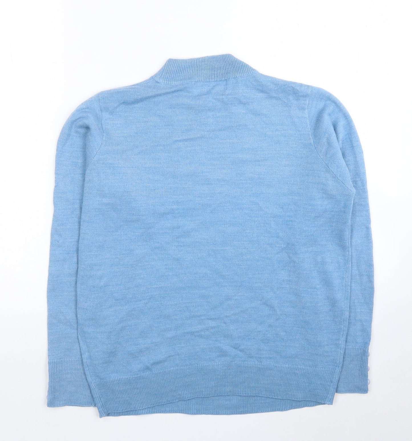 EWM Womens Blue Round Neck Acrylic Pullover Jumper Size S