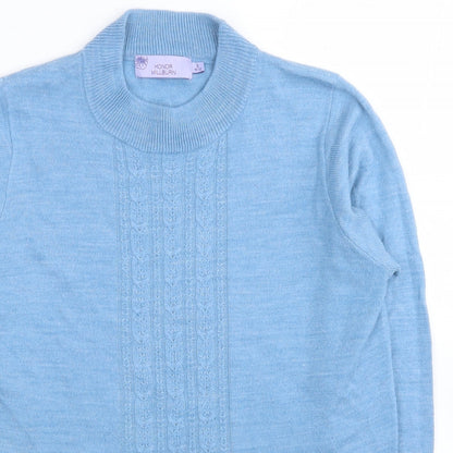 EWM Womens Blue Round Neck Acrylic Pullover Jumper Size S