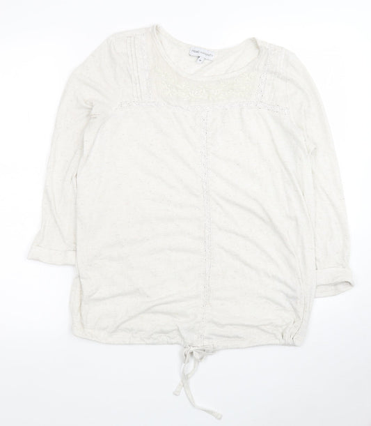 NEXT Womens Ivory Polyester Jersey T-Shirt Size 10 Round Neck