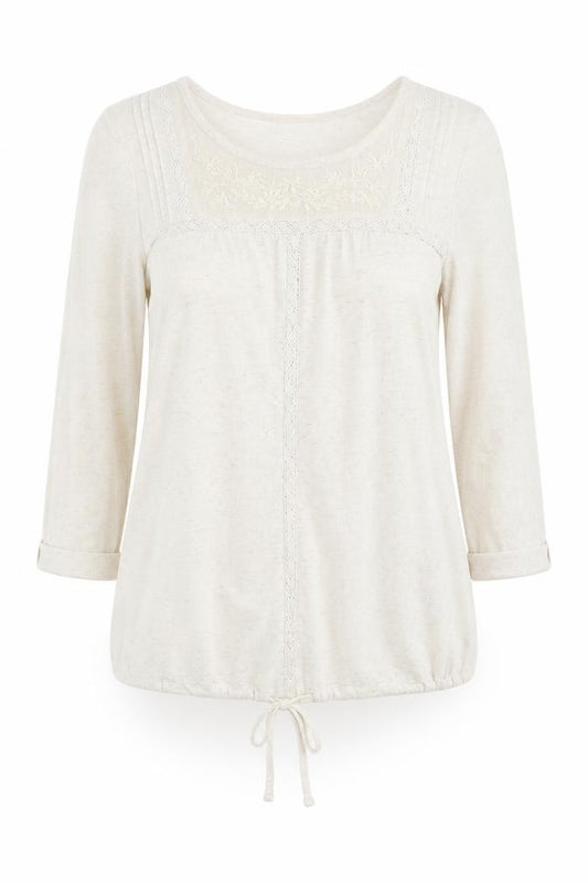 NEXT Womens Ivory Polyester Jersey T-Shirt Size 10 Round Neck