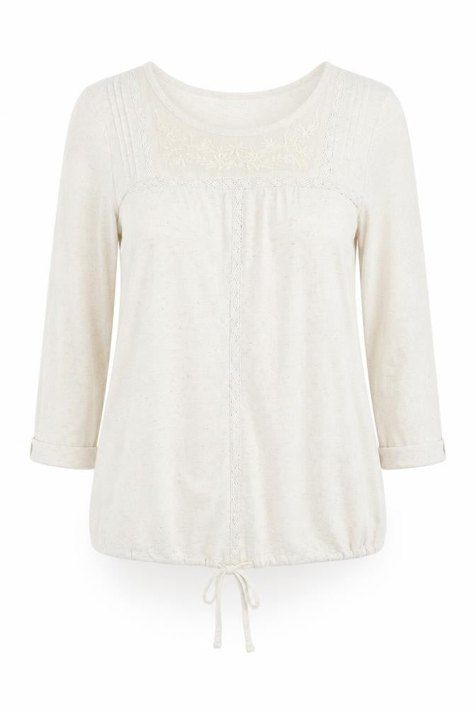 NEXT Womens Ivory Polyester Jersey T-Shirt Size 10 Round Neck