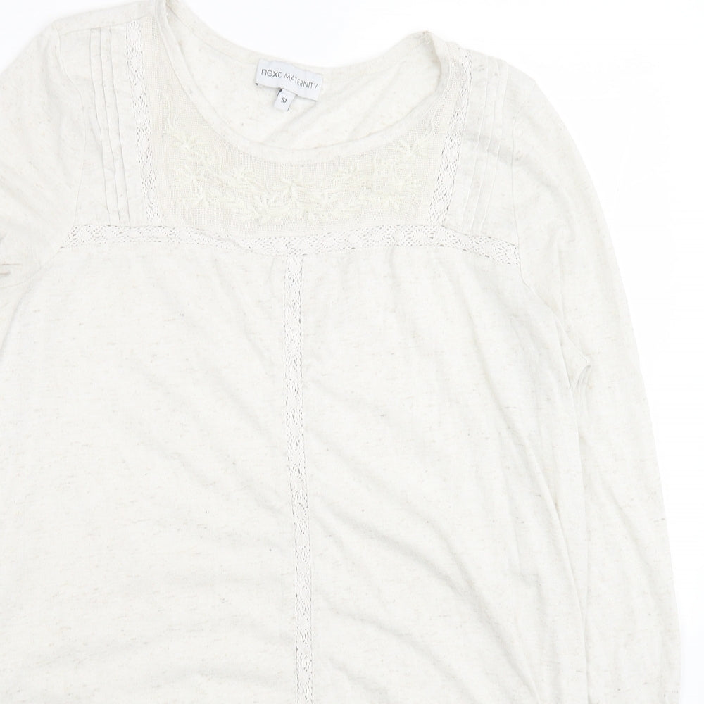 NEXT Womens Ivory Polyester Jersey T-Shirt Size 10 Round Neck