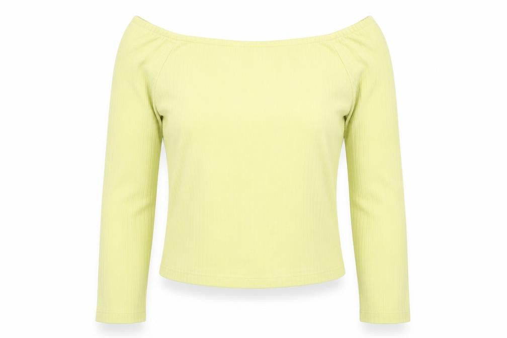Selected Womens Yellow Polyester Cropped Blouse Size 10 Boat Neck