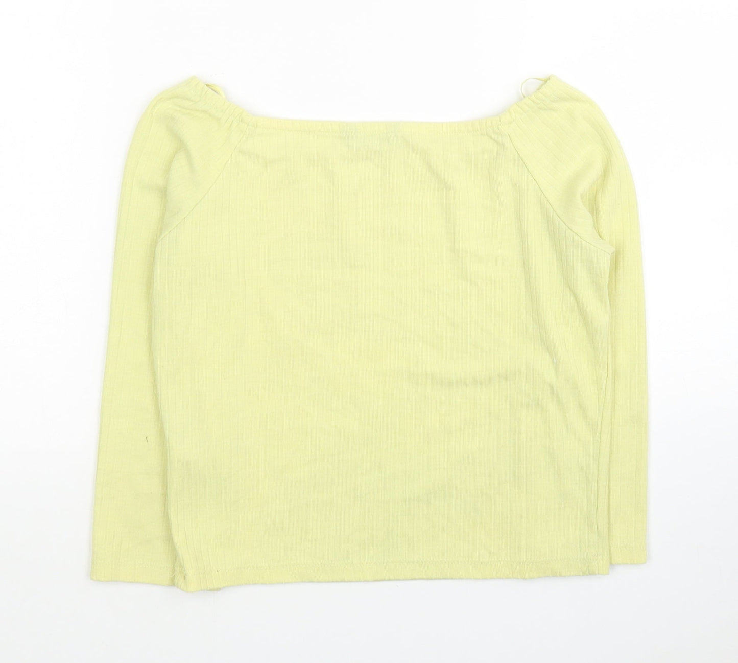 Selected Womens Yellow Polyester Cropped Blouse Size 10 Boat Neck