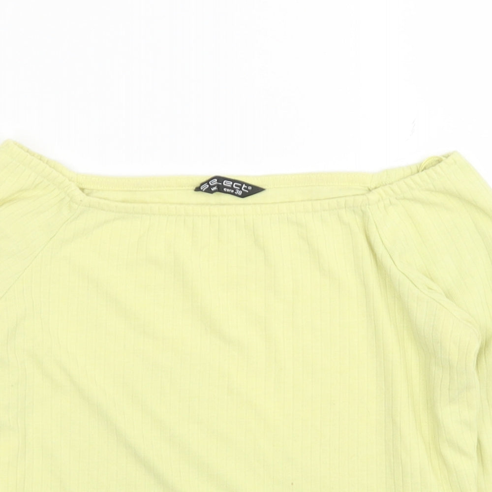 Selected Womens Yellow Polyester Cropped Blouse Size 10 Boat Neck