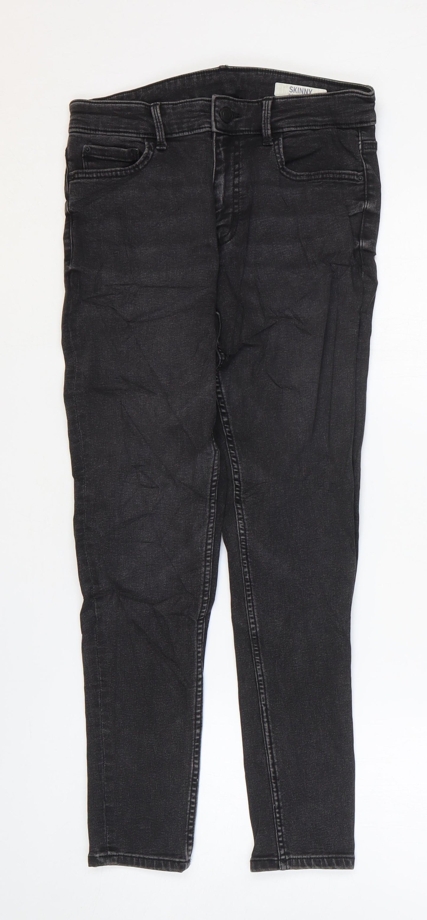 Marks and Spencer Womens Black Cotton Skinny Jeans Size 10 L25 in Regular Zip