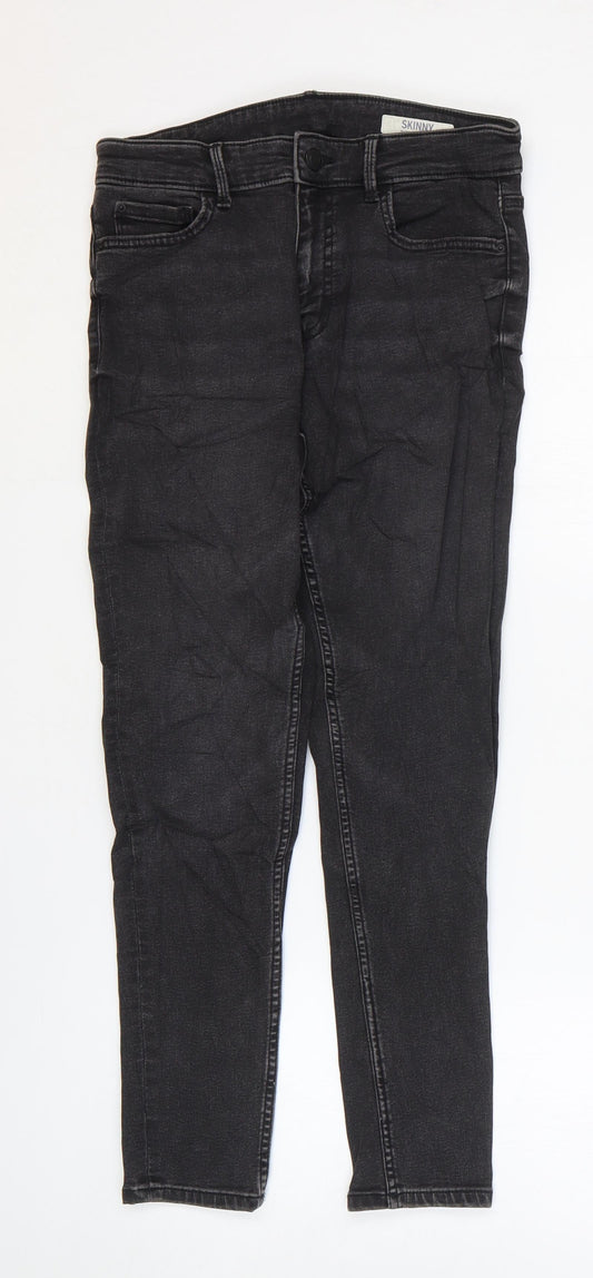 Marks and Spencer Womens Black Cotton Skinny Jeans Size 10 L25 in Regular Zip