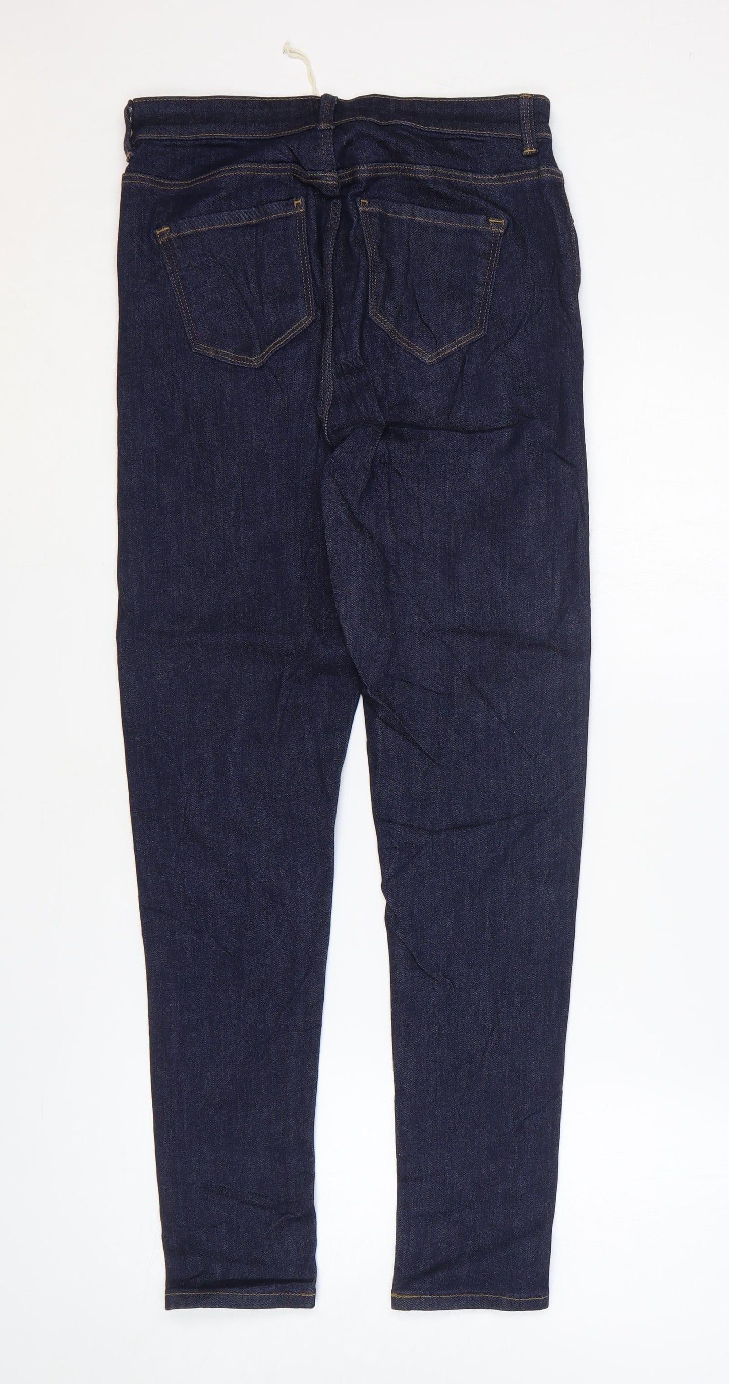 Marks and Spencer Womens Blue Cotton Skinny Jeans Size 10 L28 in Regular Zip