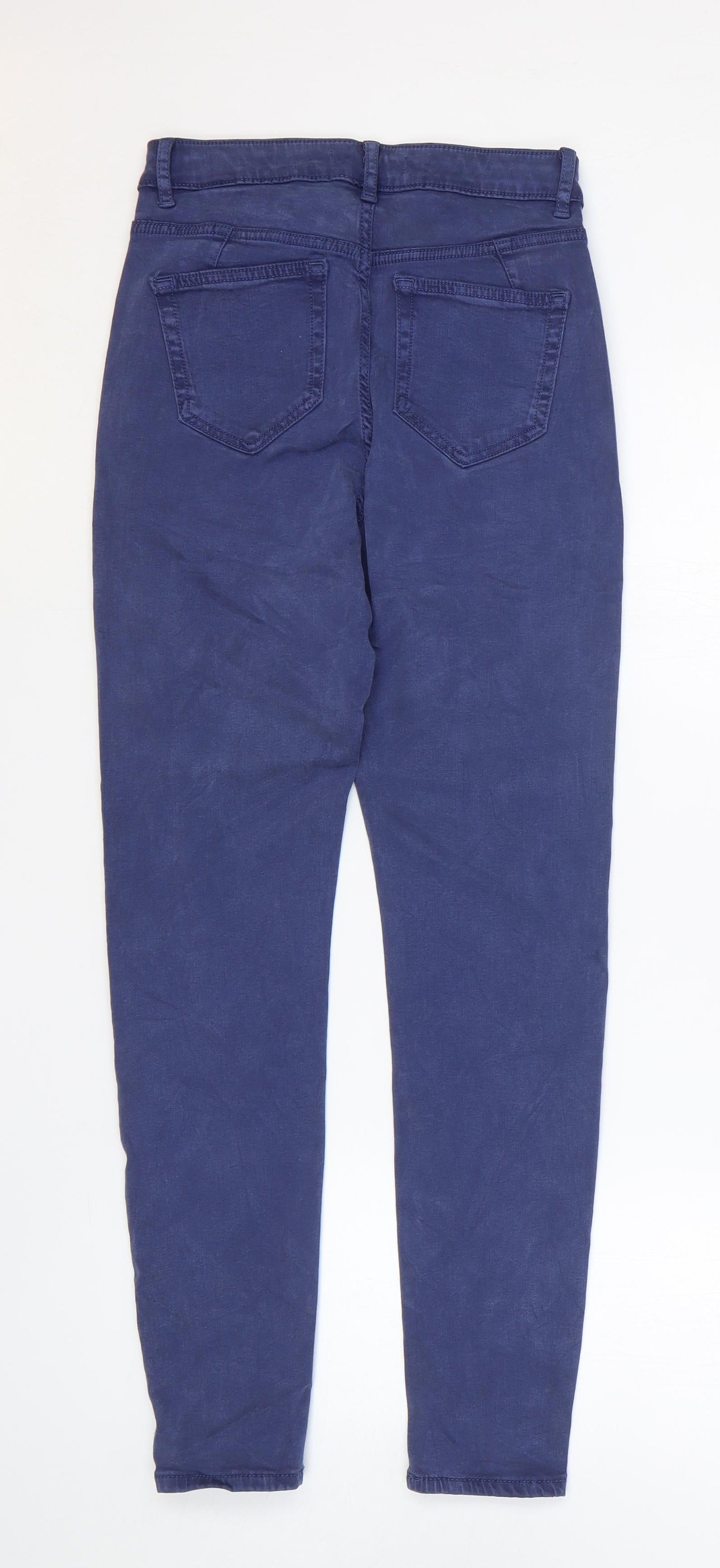 Marks and Spencer Womens Blue Cotton Skinny Jeans Size 8 L28 in Regular Zip