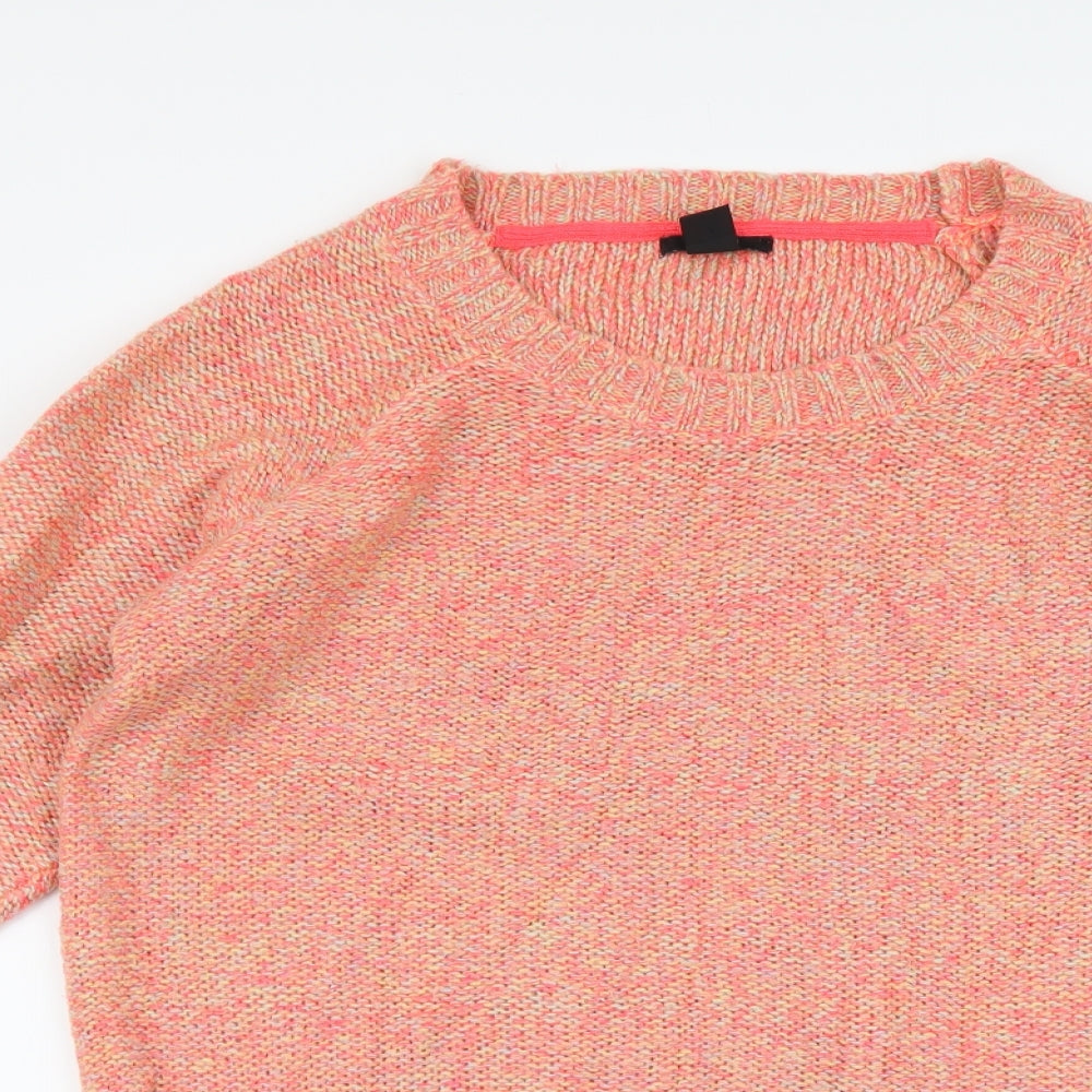 H&M Womens Pink Round Neck Acrylic Tunic Jumper Size S