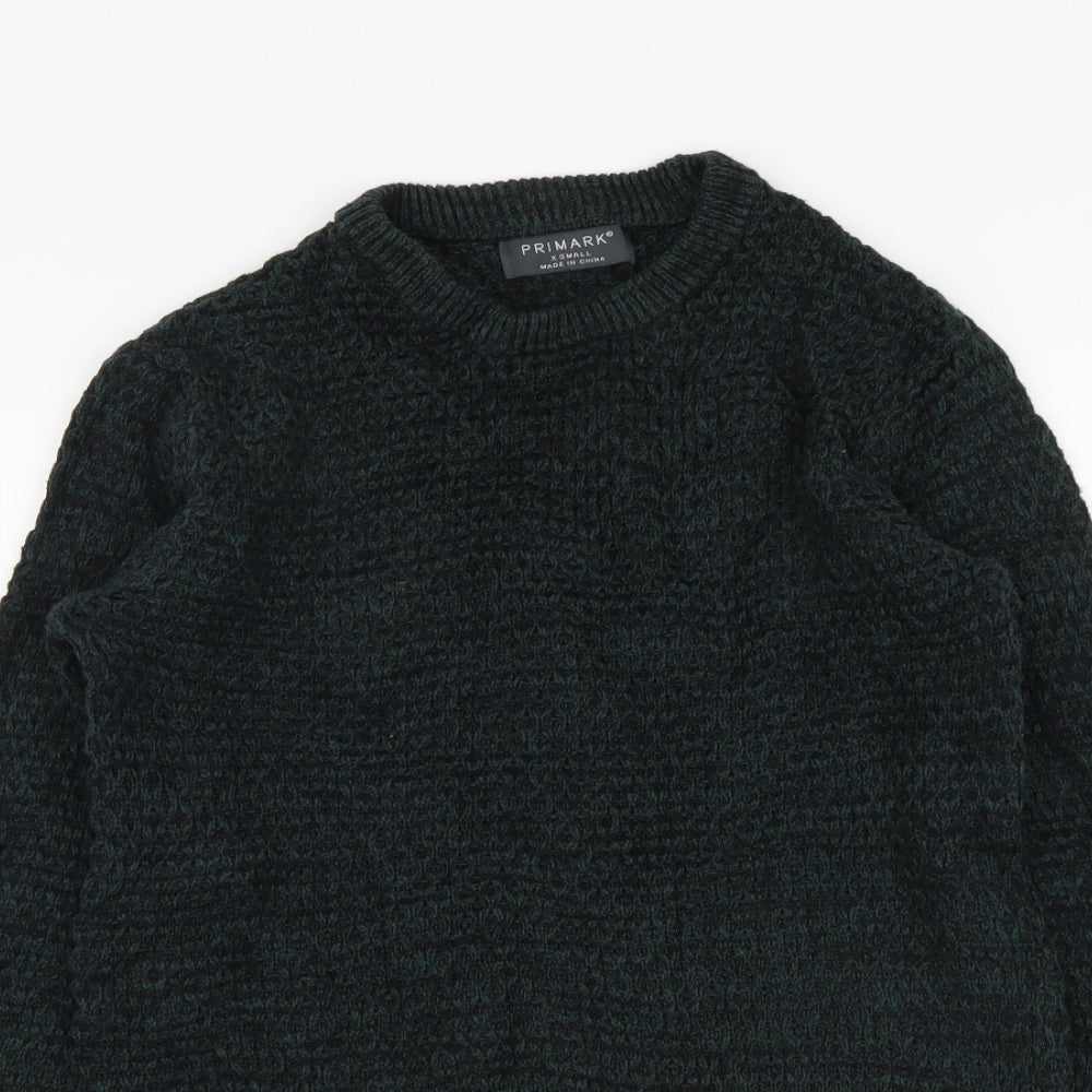 Primark Womens Green Round Neck Acrylic Pullover Jumper Size XS