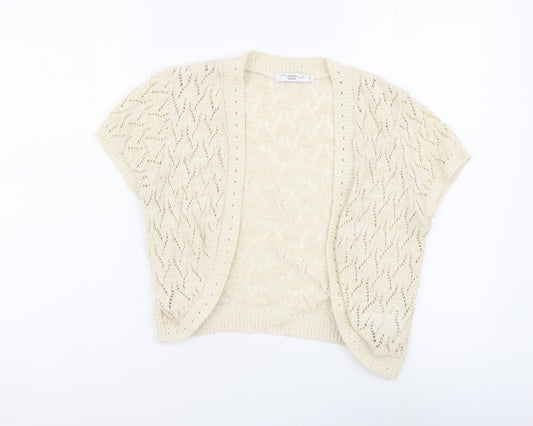 New Look Womens Beige V-Neck Cotton Shrug Jumper Size 10