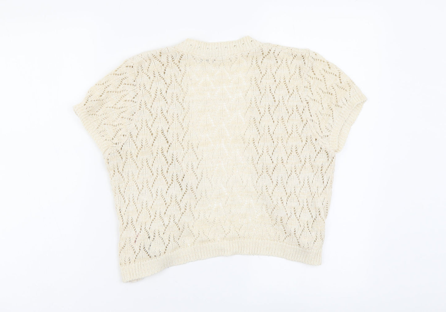 New Look Womens Beige V-Neck Cotton Shrug Jumper Size 10
