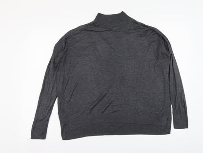Dorothy Perkins Womens Grey Mock Neck Acrylic Pullover Jumper Size 14