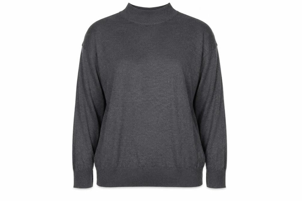 Dorothy Perkins Womens Grey Mock Neck Acrylic Pullover Jumper Size 14
