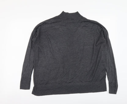 Dorothy Perkins Womens Grey Mock Neck Acrylic Pullover Jumper Size 14