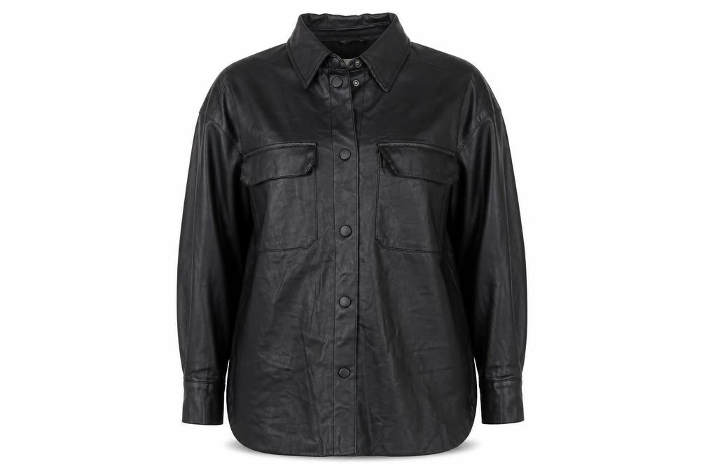 H&M Womens Black Polyester Basic Button-Up Size XS Collared - Overshirt