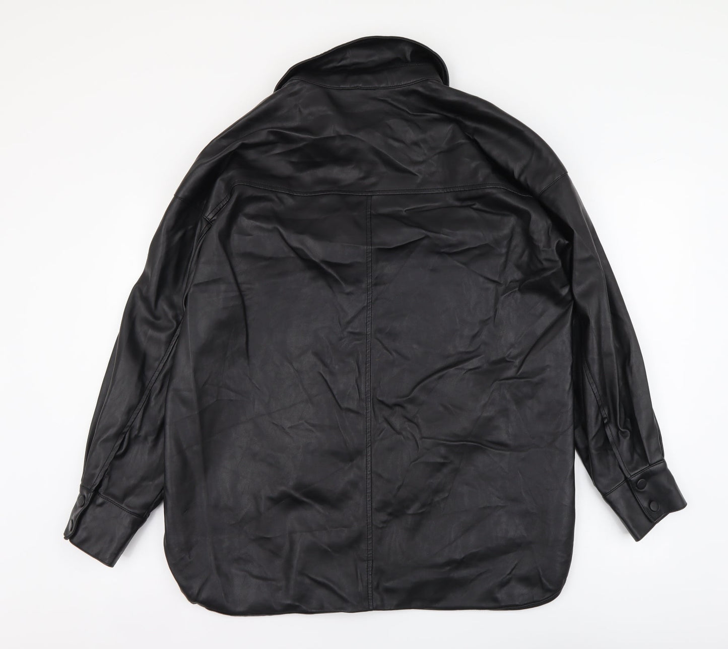 H&M Womens Black Polyester Basic Button-Up Size XS Collared - Overshirt