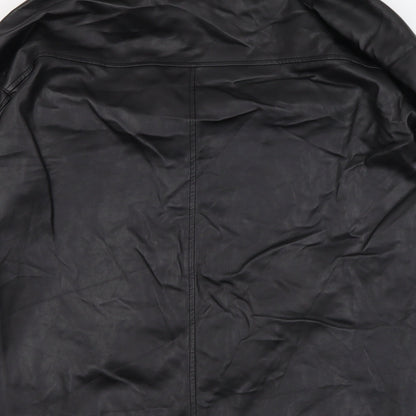 H&M Womens Black Polyester Basic Button-Up Size XS Collared - Overshirt