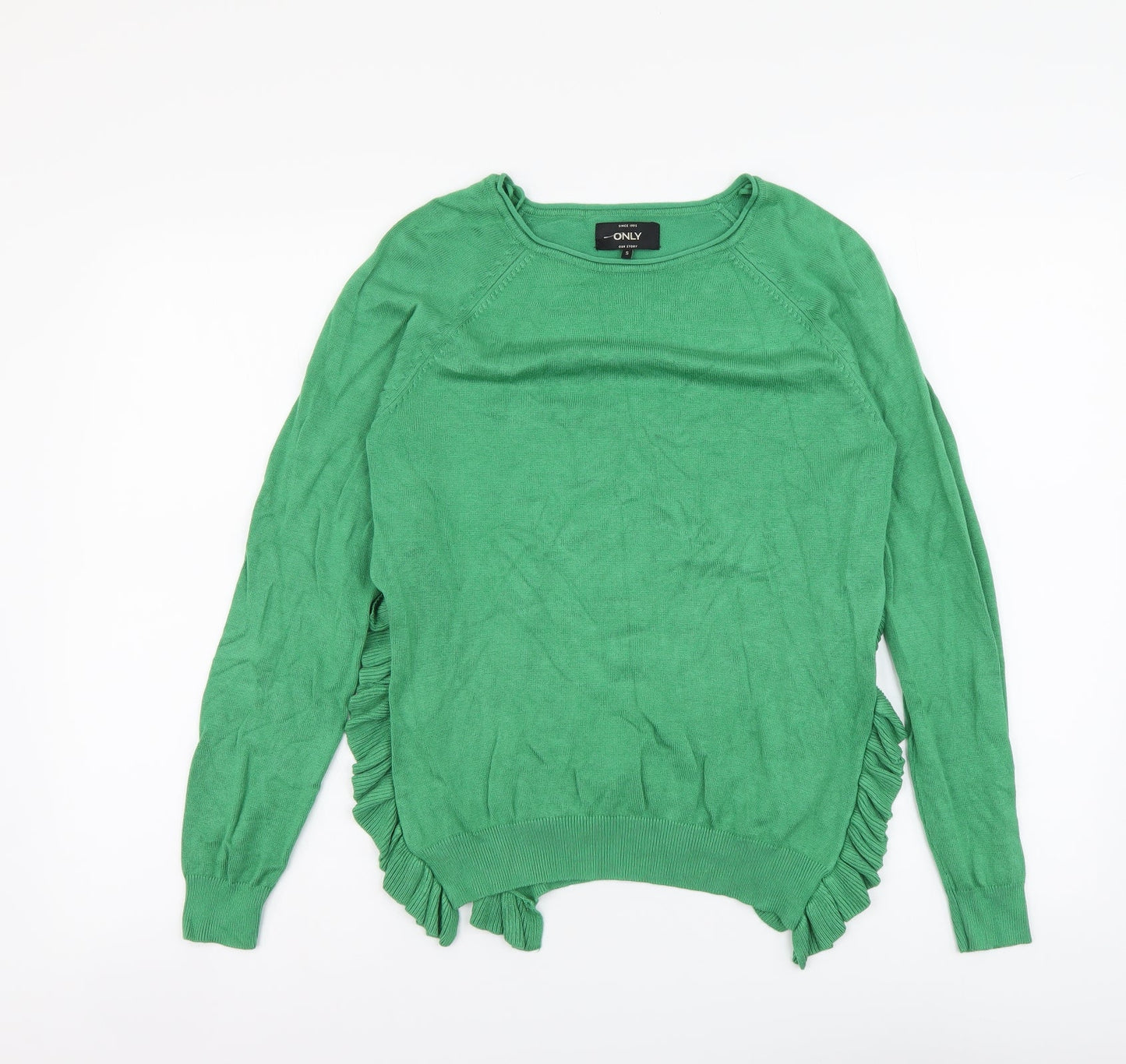 Only Womens Green Round Neck Viscose Pullover Jumper Size S