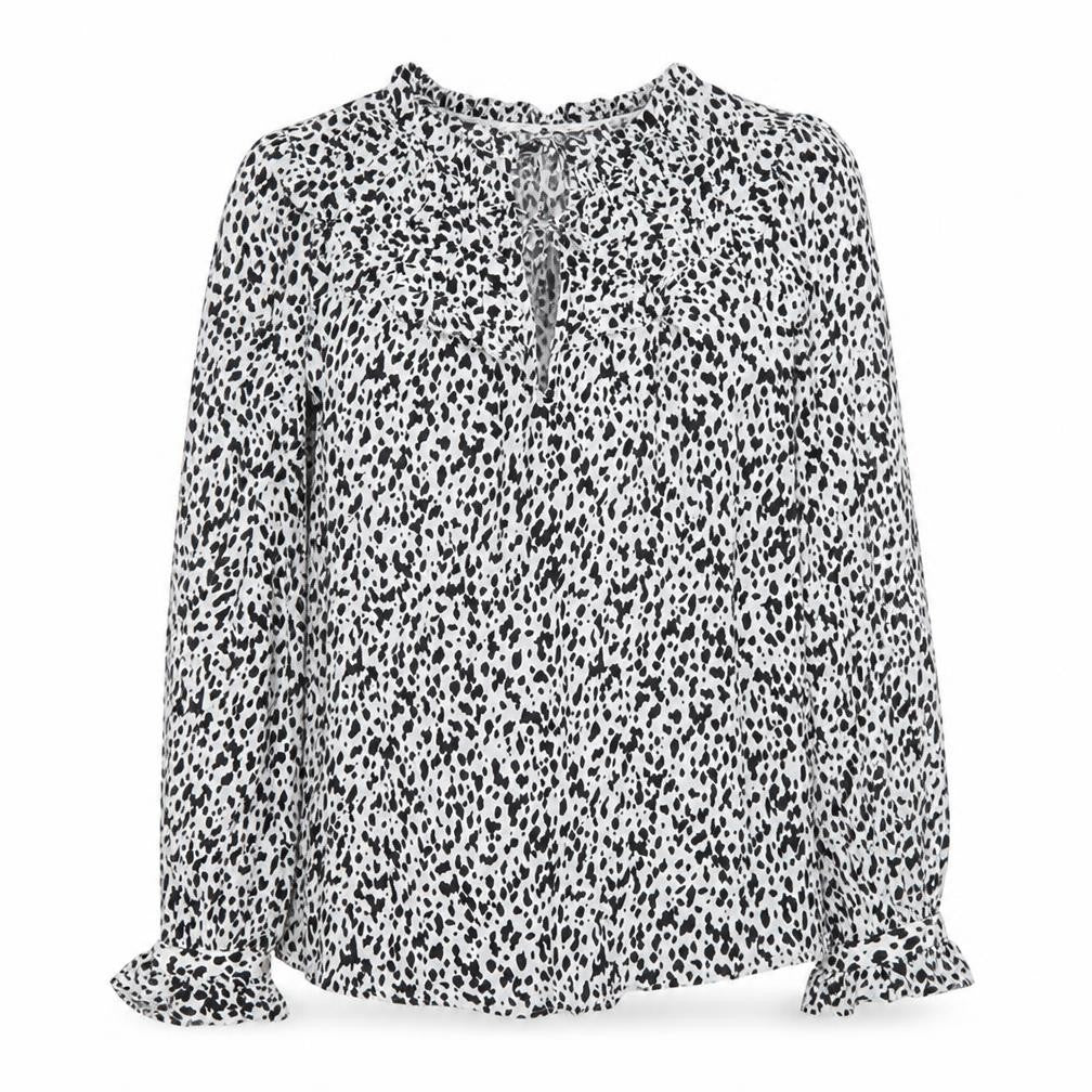 Marks & Spencer Womens White Geometric Viscose Basic Blouse Size 6 Round Neck