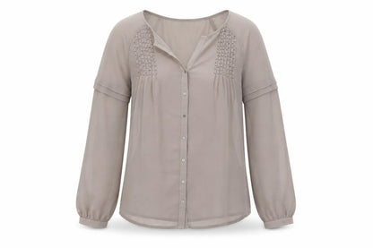 Marks & Spencer Womens Beige Polyester Basic Button-Up Size 10 V-Neck