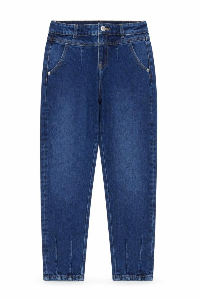 Marks & Spencer Girls Blue Cotton Straight Jeans Size 10-11 Years Regular Button