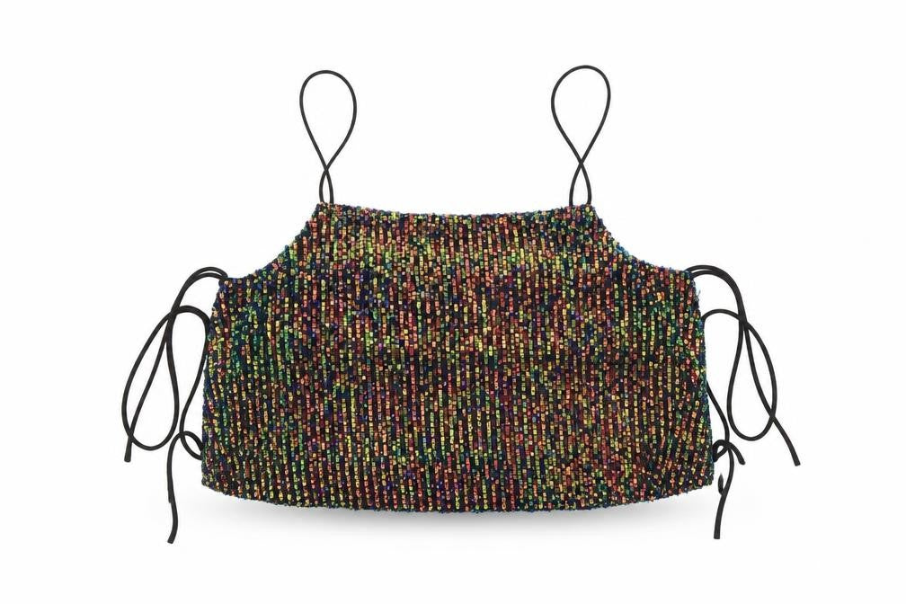 Topshop Womens Multicoloured Polyester Cropped Tank Size 8 Square Neck