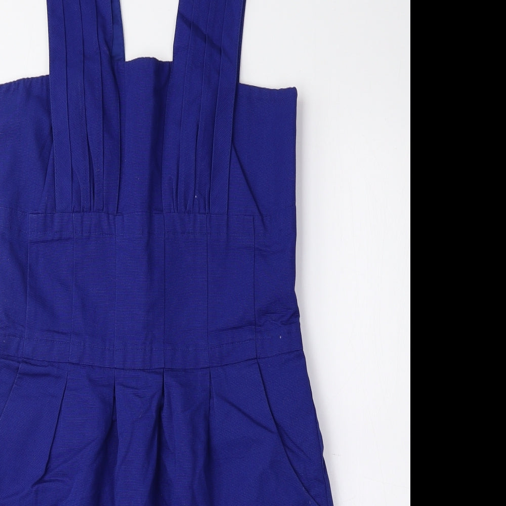 Warehouse Womens Blue 100% Cotton A-Line Size 10 Scoop Neck Zip