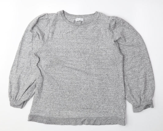 Papaya Womens Grey Round Neck Viscose Pullover Jumper Size 16