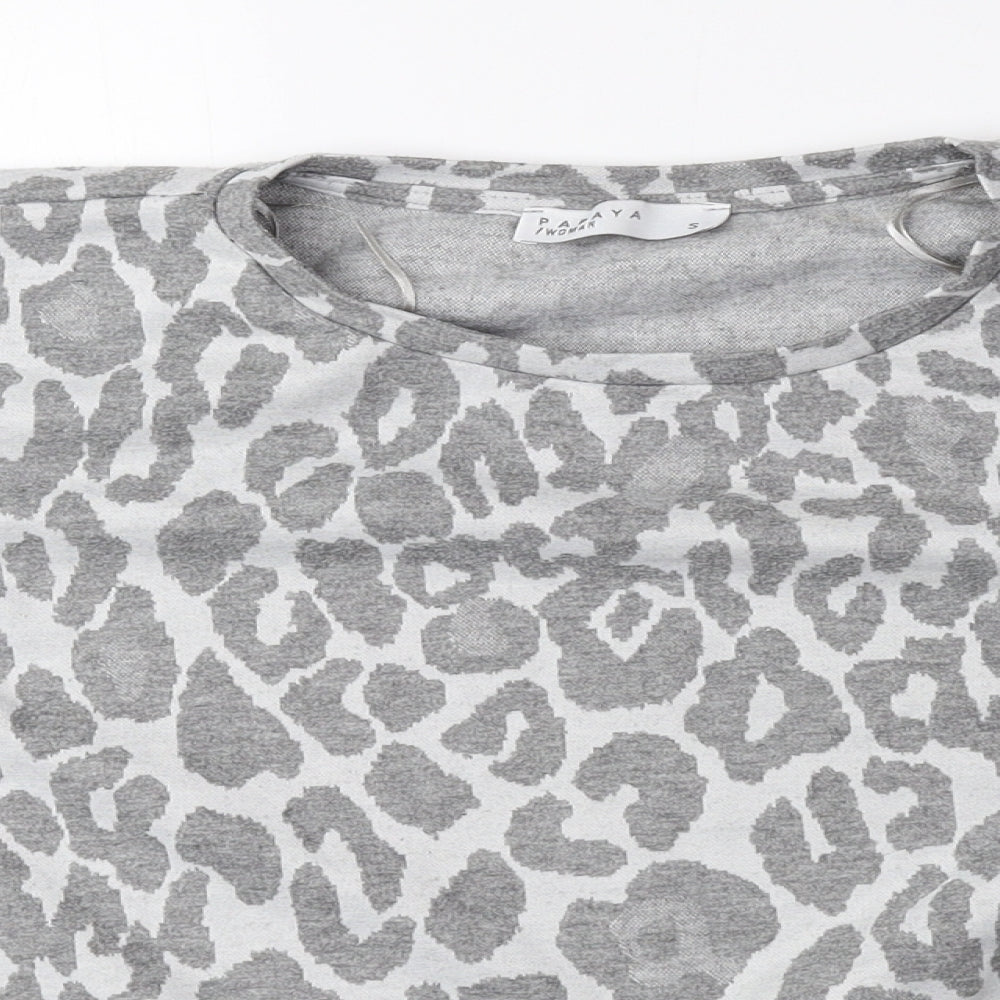 Matalan Womens Green Animal Print Polyester Pullover Sweatshirt Size S Drawstring - Cheetah Print