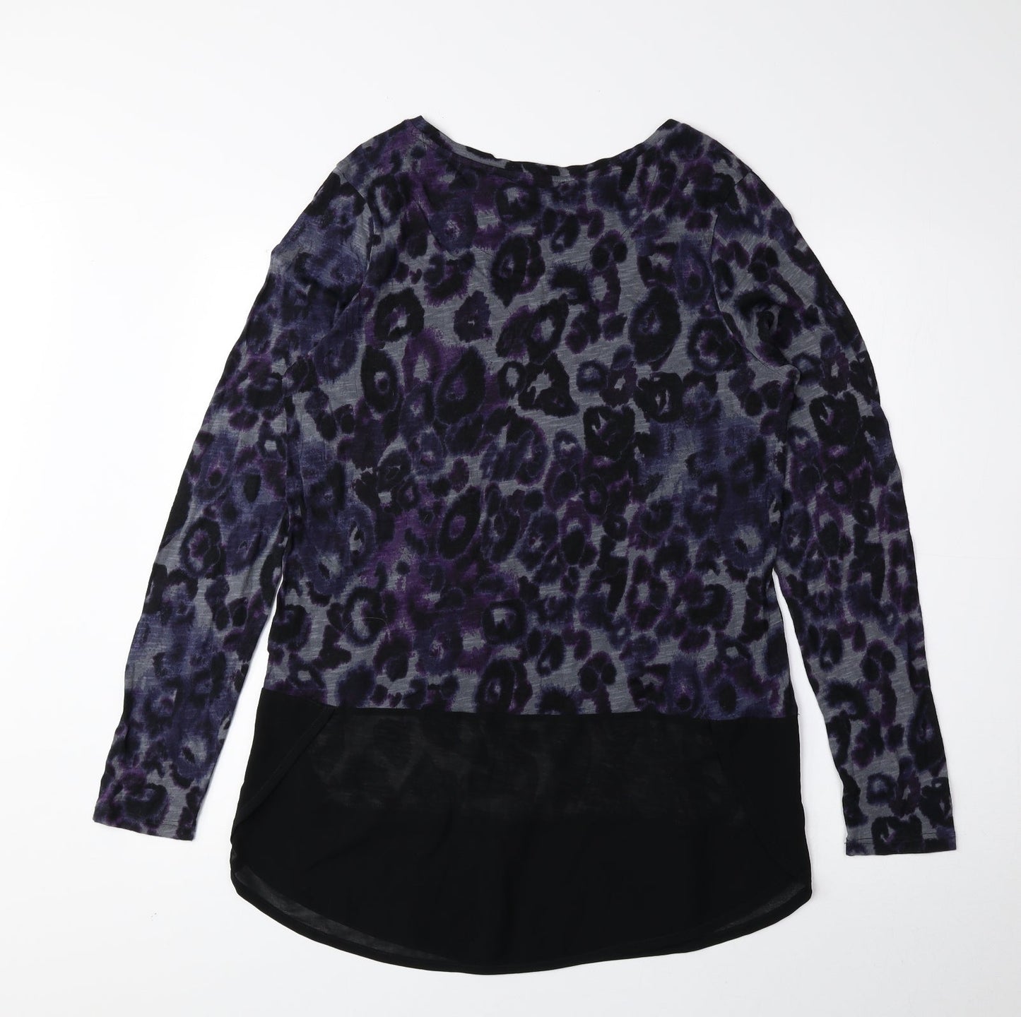 NEXT Womens Blue Geometric 100% Cotton Basic Blouse Size 12 Round Neck