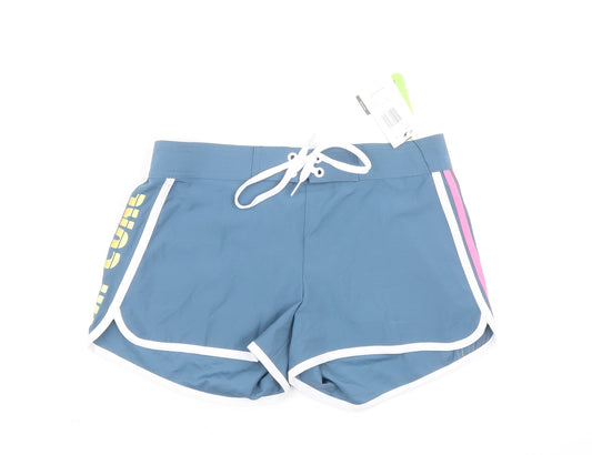 Reprive Womens Blue Polyester Sweat Shorts Size M L3 in Regular Drawstring