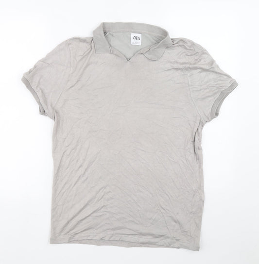 Zara Womens Grey Collared Polyester Pullover Jumper Size L