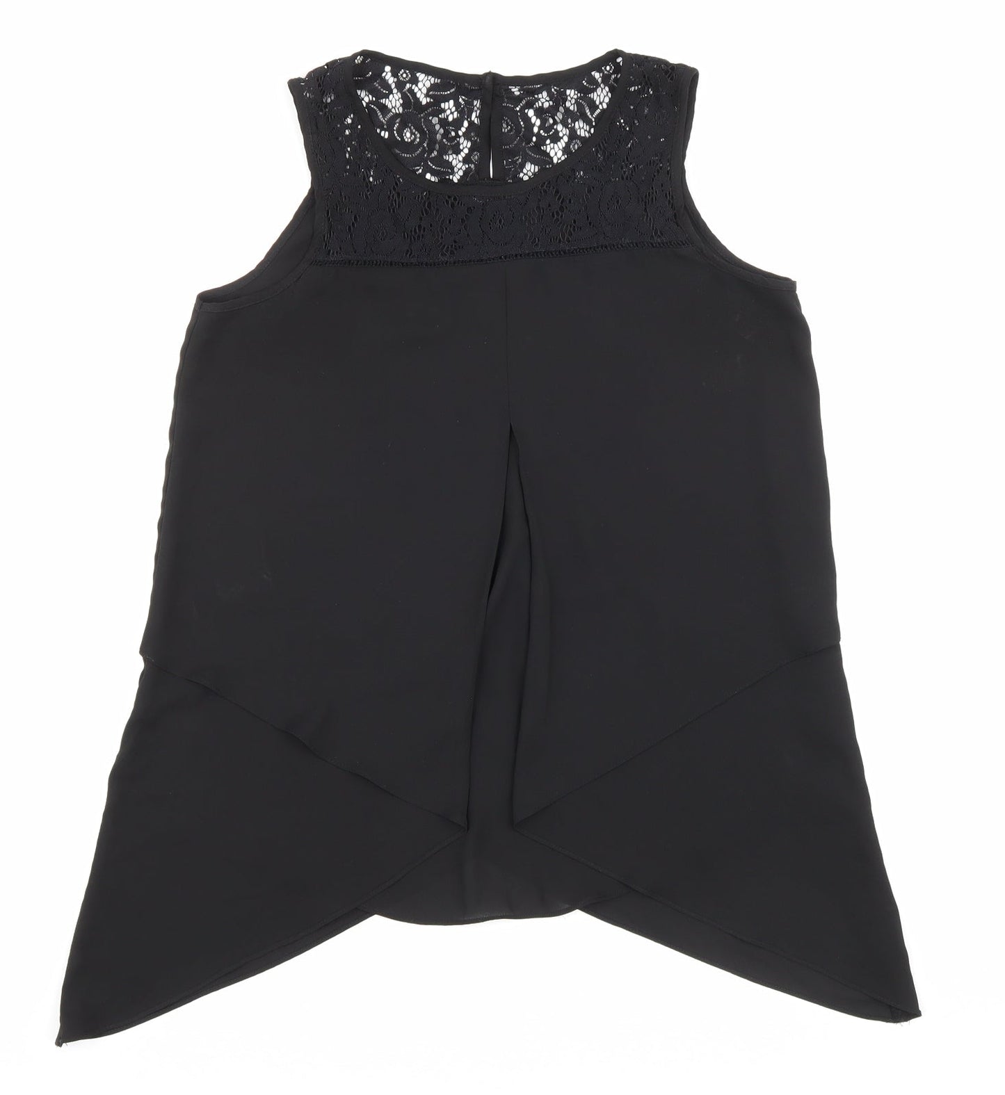Roman Womens Black Elastane Basic Tank Size 10 Round Neck - Lace detailing