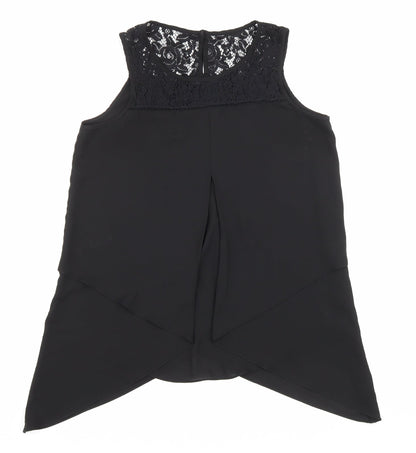 Roman Womens Black Elastane Basic Tank Size 10 Round Neck - Lace detailing