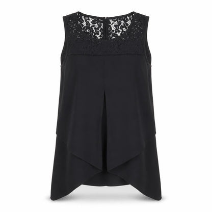 Roman Womens Black Elastane Basic Tank Size 10 Round Neck - Lace detailing