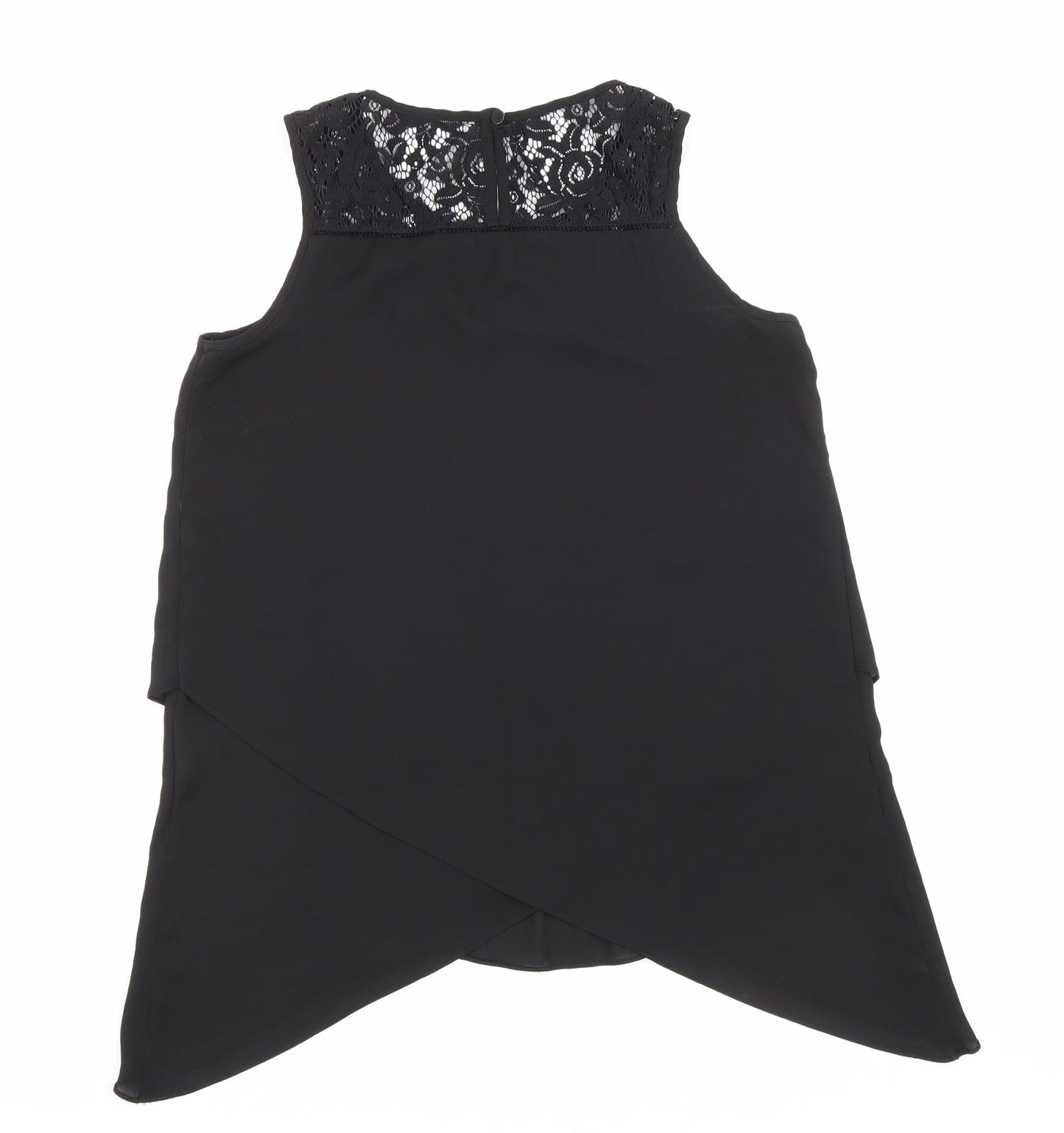 Roman Womens Black Elastane Basic Tank Size 10 Round Neck - Lace detailing