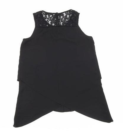 Roman Womens Black Elastane Basic Tank Size 10 Round Neck - Lace detailing