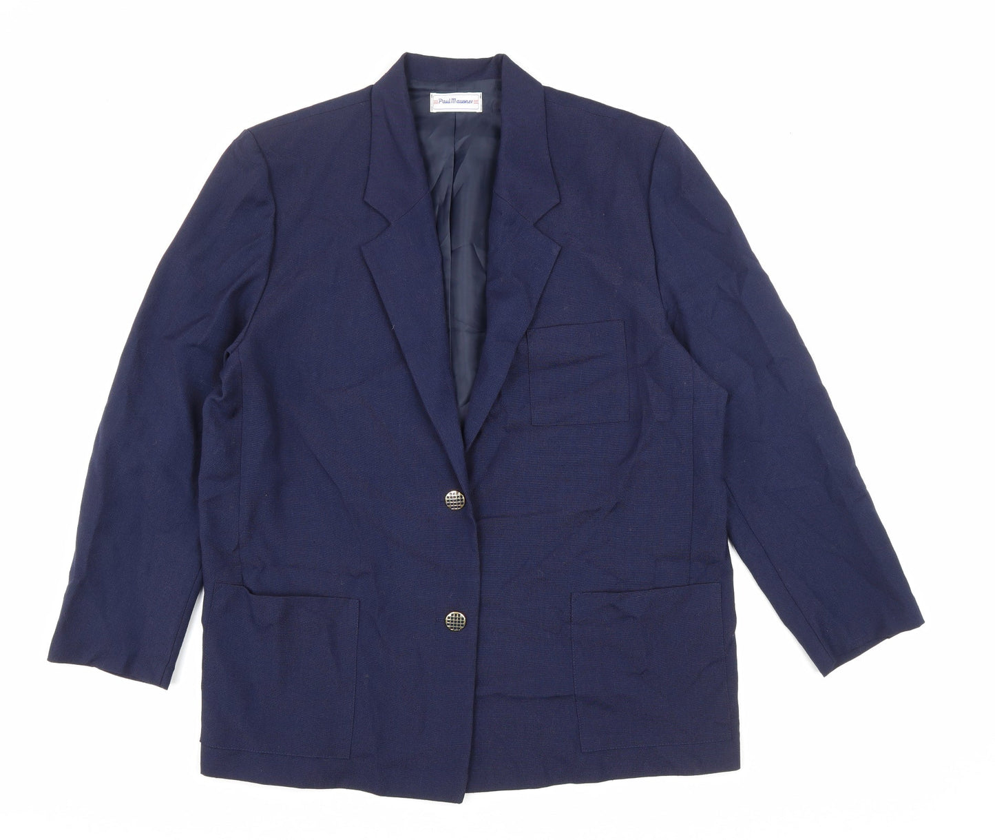Paul Mausner Womens Blue Polyester Jacket Blazer Size 18