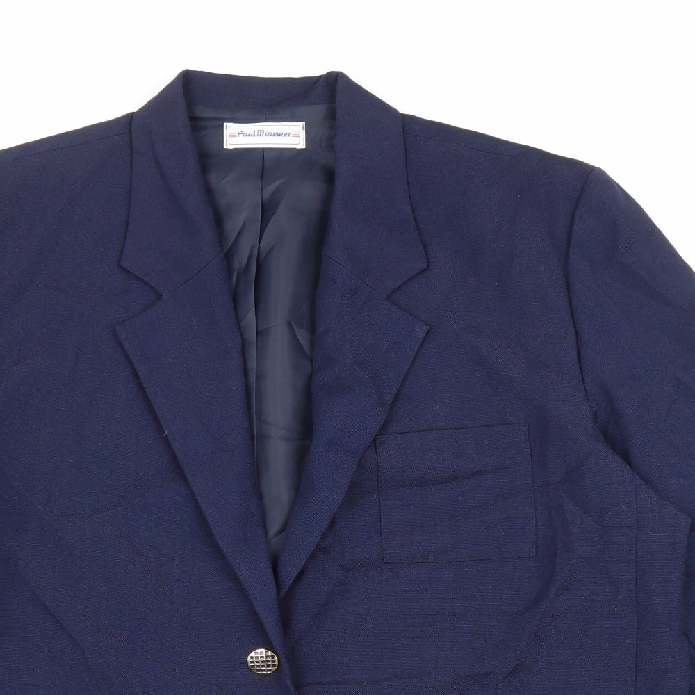Paul Mausner Womens Blue Polyester Jacket Blazer Size 18