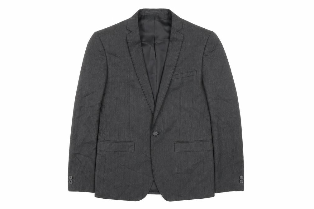 Moss London Mens Grey Polyester Jacket Blazer Size 36